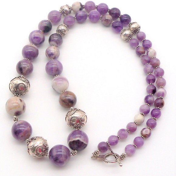 Amethyst and Sterling Silver Necklace and Bracelet - Picture 7 of 12